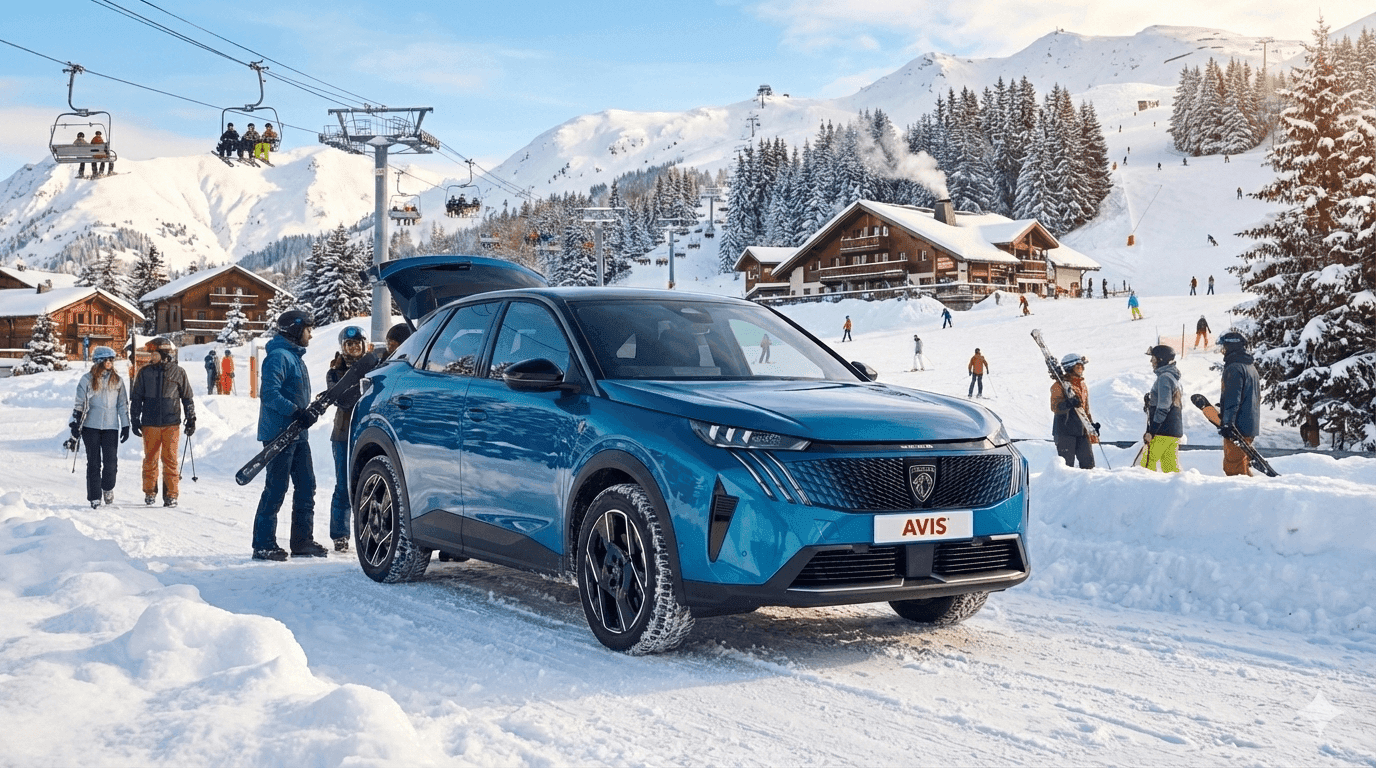 Peugaot-3008-stoji-pred-zjazdovkou-v-lyziarskom-stredisku