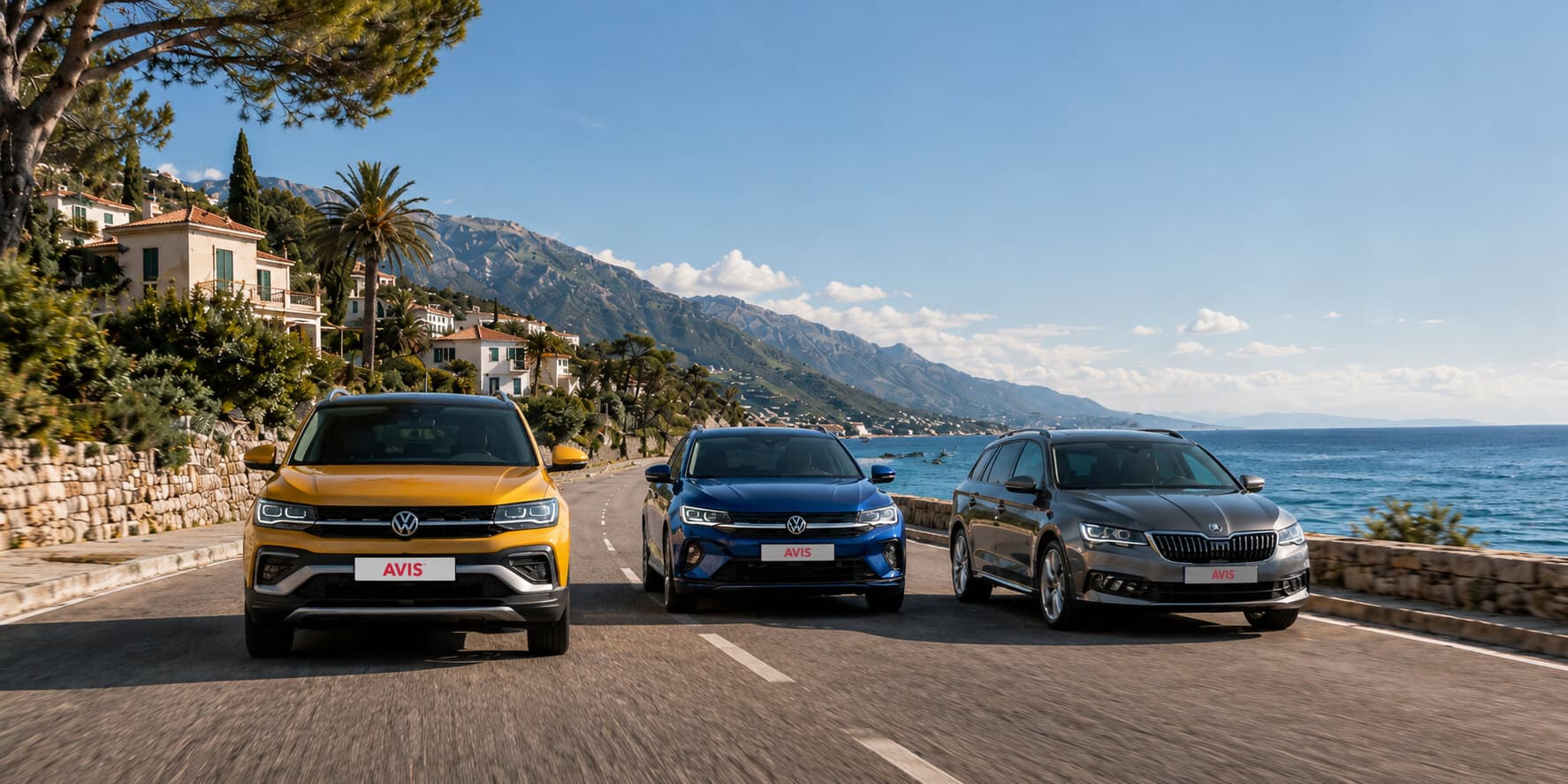 vw -t-cross-wv-taigo-a-skoda-superb-combi-sportline-idu-po-ceste-popri-mori