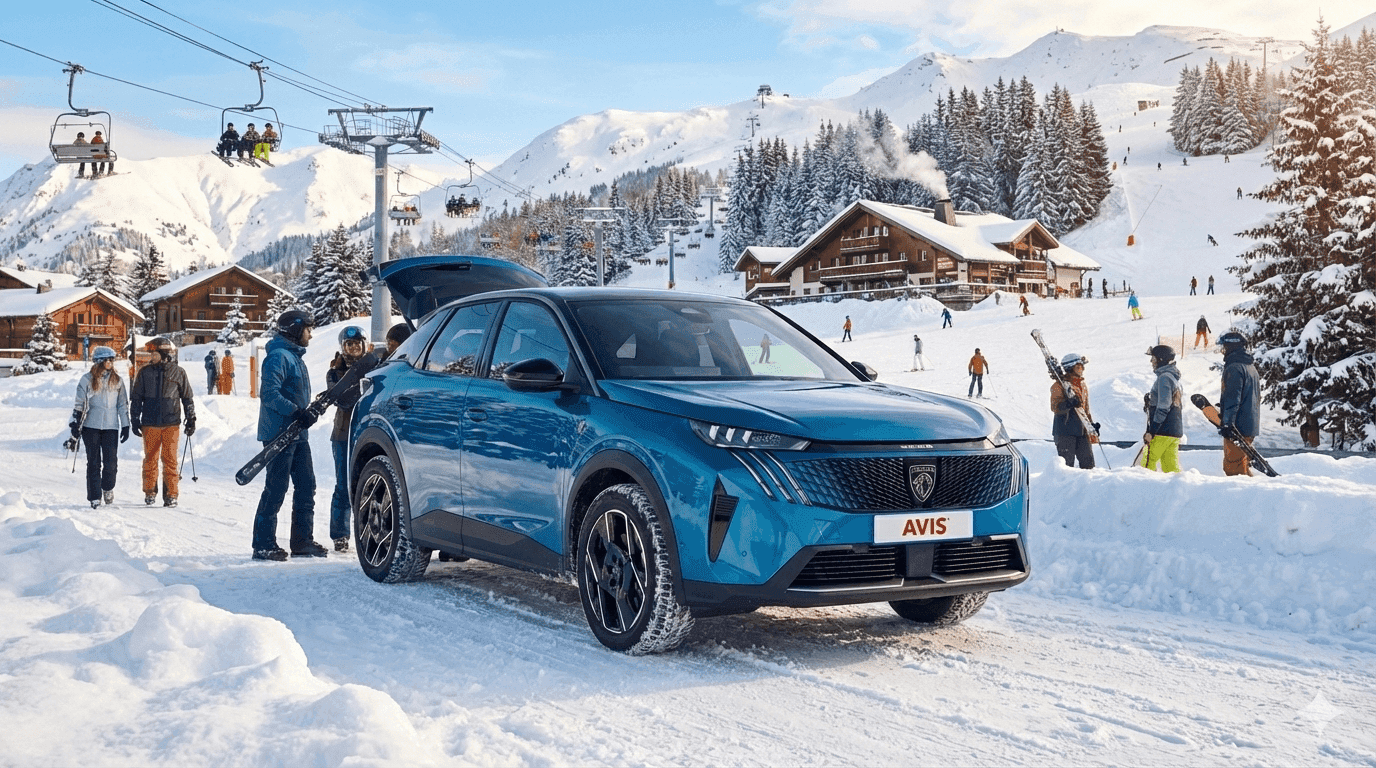 Peugaot-3008-stoji-pred-zjazdovkou-v-lyziarskom-stredisku