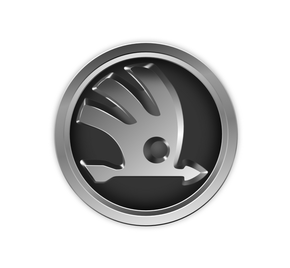 Strieborno sivé logo Skoda